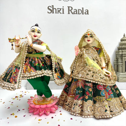 ✨ Bestseller Exclusive Radha Krishna Set SP-I54 | Luxury Designer Kali Lehenga for Radha Rani & Royal Pajama Shringar for Krishna Ji
