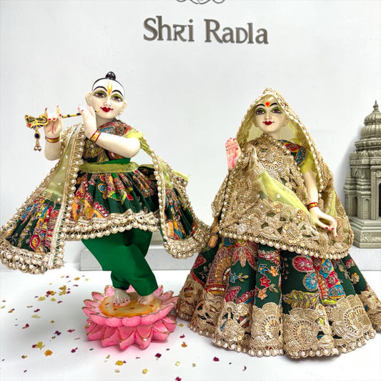 ✨ Bestseller Exclusive Radha Krishna Set SP-I54 | Luxury Designer Kali Lehenga for Radha Rani & Royal Pajama Shringar for Krishna Ji