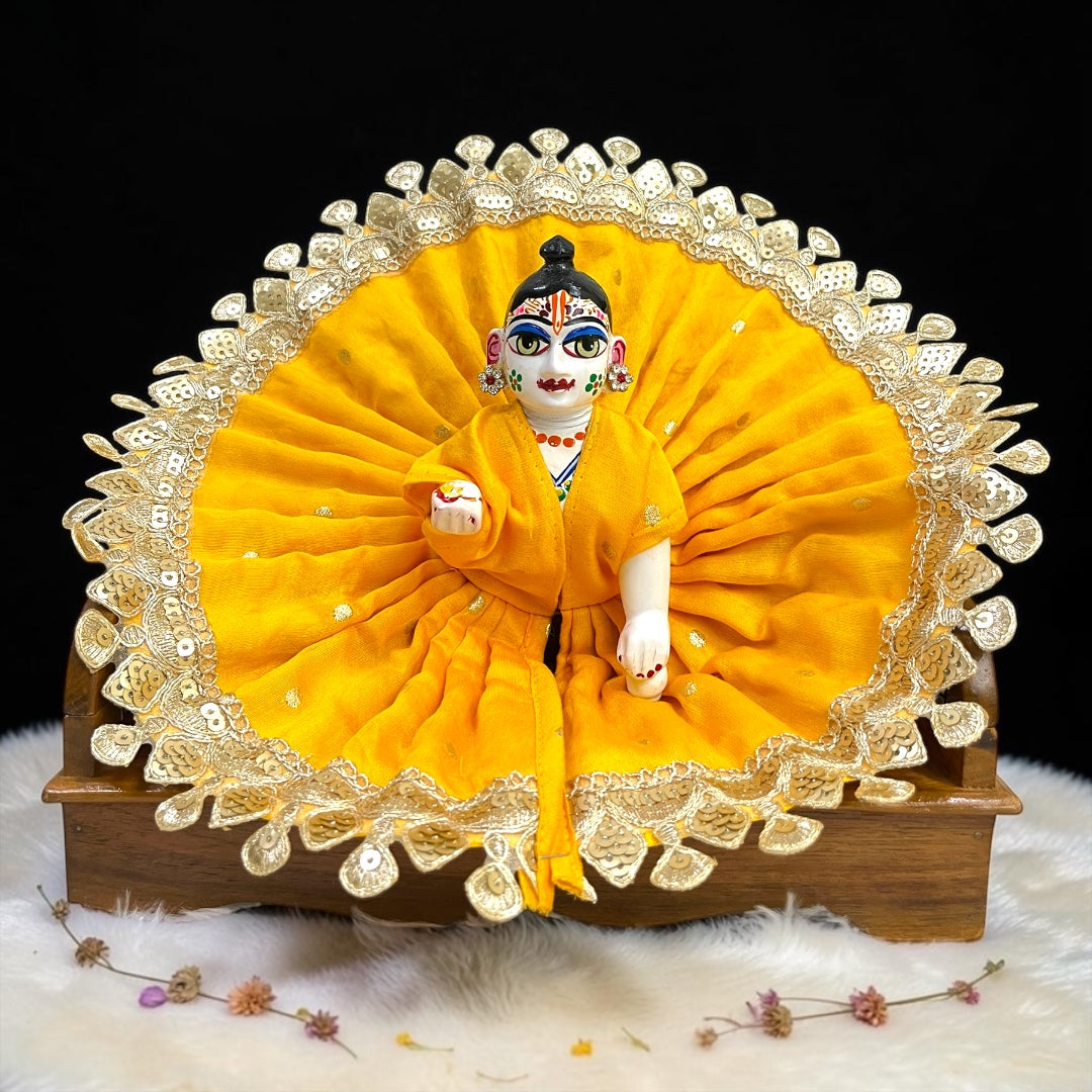 Premium Royal Chanderi Laddu Gopal Ji Poshak (SP-I53) – Designer Heavy Gota Patti Work Laddu Gopal Ji Poshak
