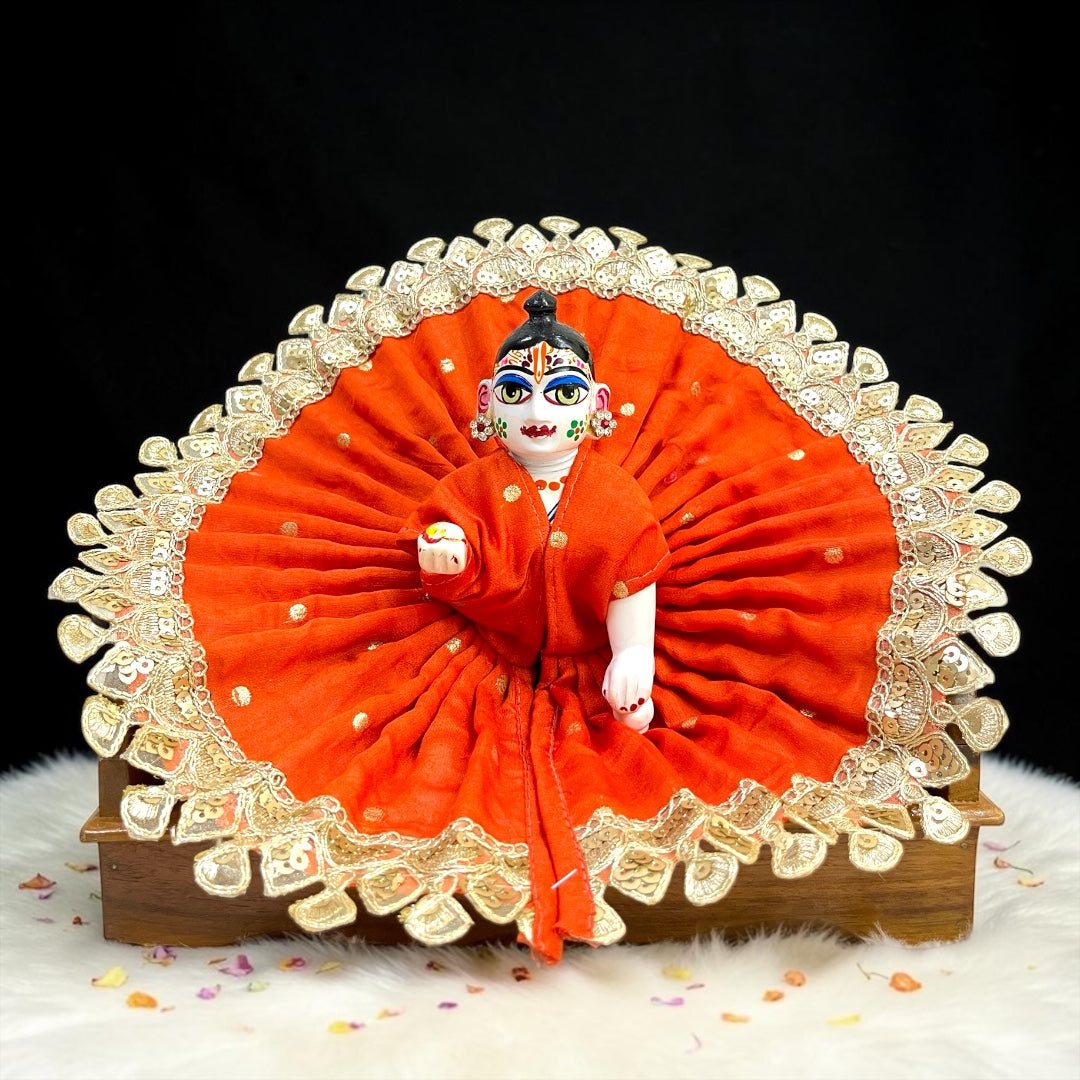 Premium Royal Chanderi Laddu Gopal Ji Poshak (SP-I53) – Designer Heavy Gota Patti Work Laddu Gopal Ji Poshak