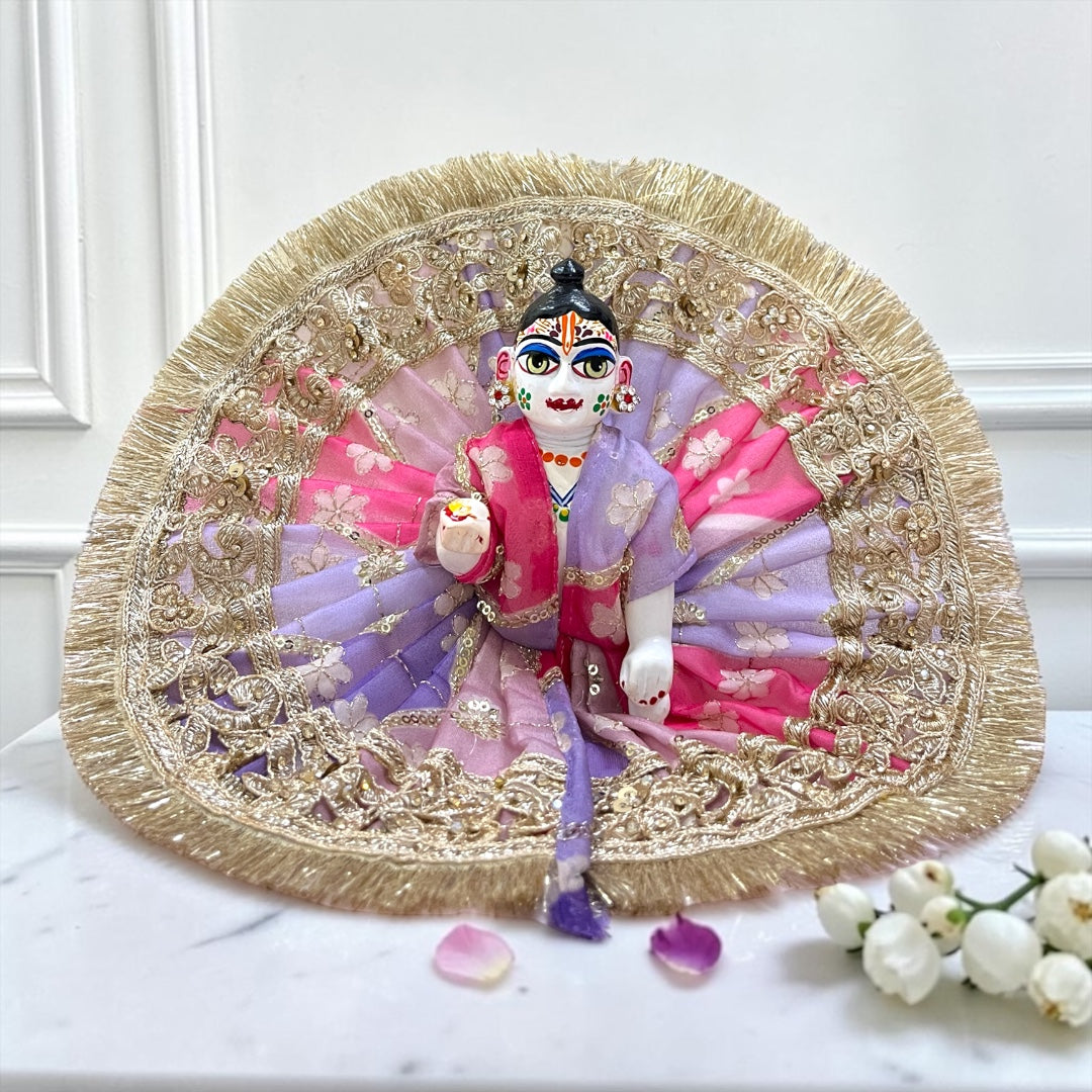 Premium Laddu Gopal Ji Janmashtami Special Poshak SP-I26 – Royal Golden Zari Embroidered Border with Exquisite Stone Detailing