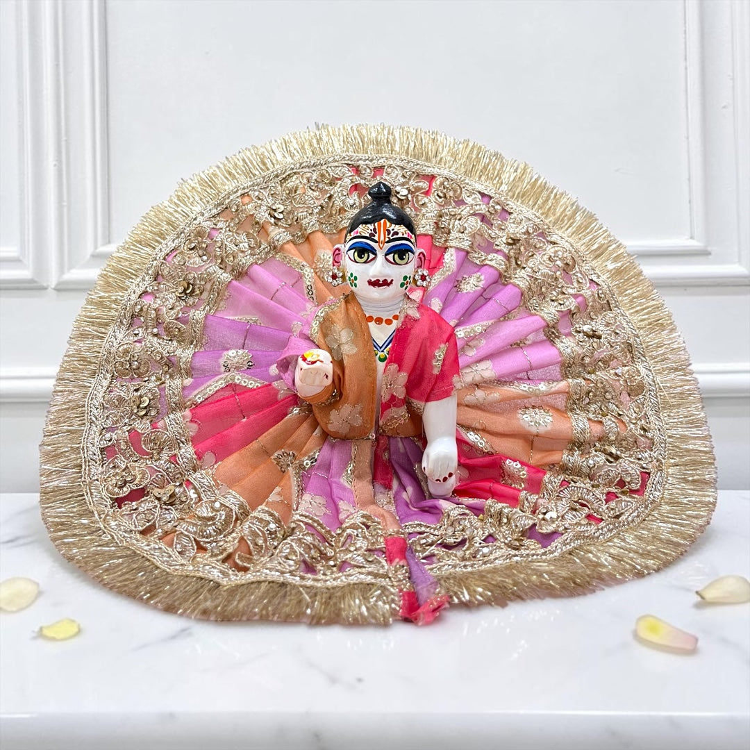 Premium Laddu Gopal Ji Janmashtami Special Poshak SP-I26 – Royal Golden Zari Embroidered Border with Exquisite Stone Detailing