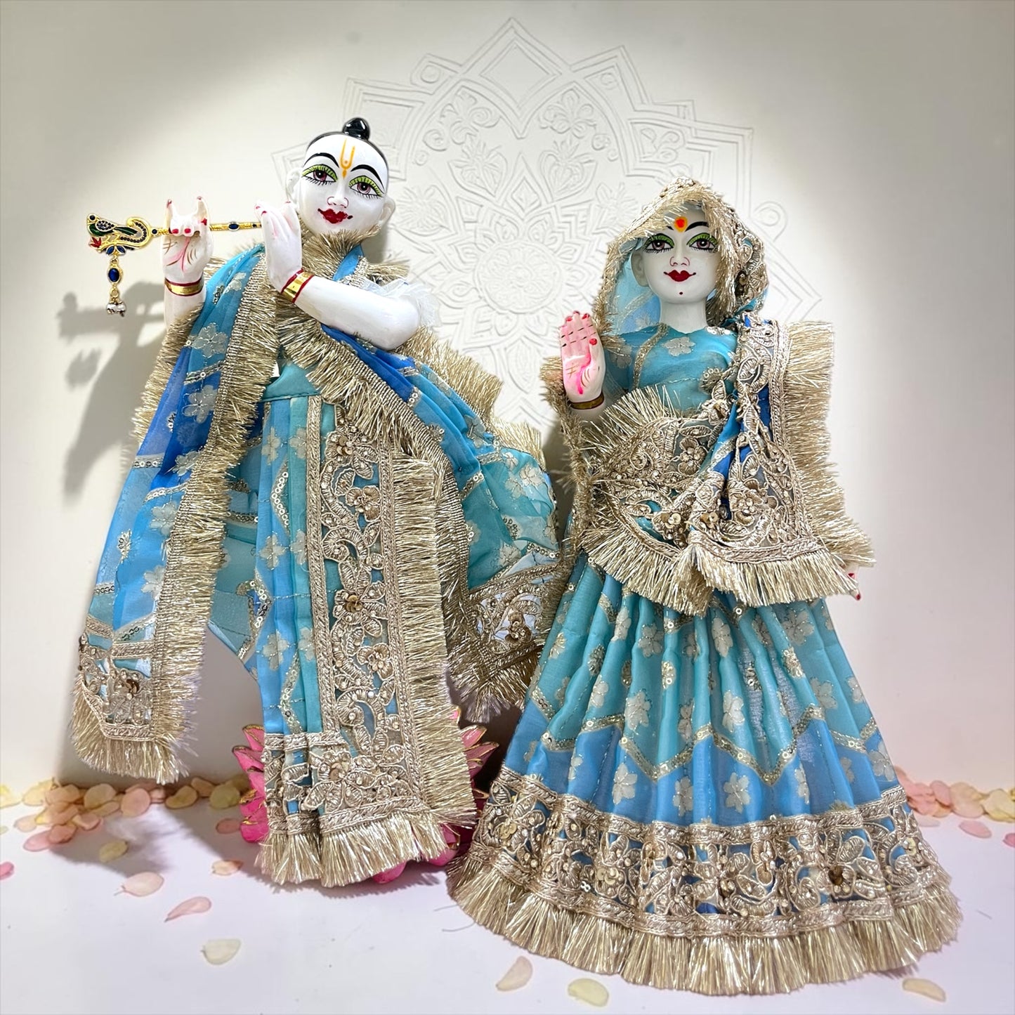 Janmashtami Special: Radha Krishna Poshak Set (SP-I26) – Golden Zari & Kiran Lace
