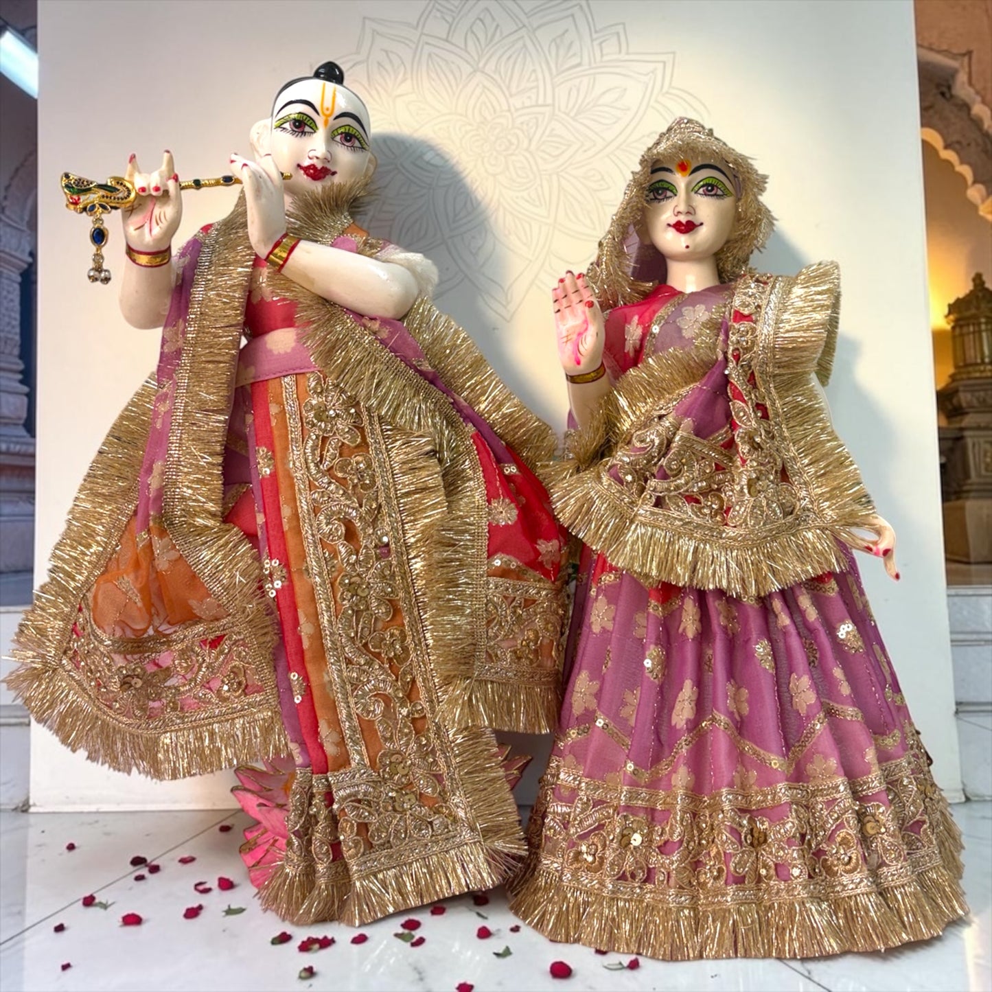 Janmashtami Special: Radha Krishna Poshak Set (SP-I26) – Golden Zari & Kiran Lace