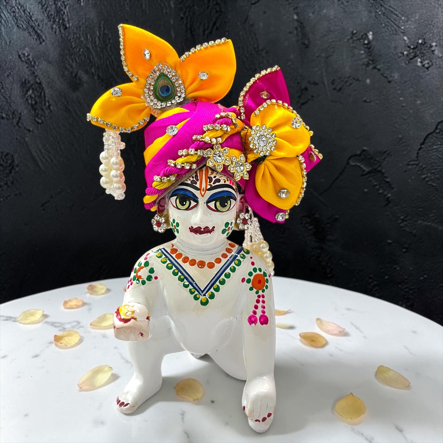 Shri Poshak Royal Designer Laddu Gopal Ji Pagree (Model: SP-J01) | Premium Heavy Stone & Mor Pankh Mukut for Kanha Ji
