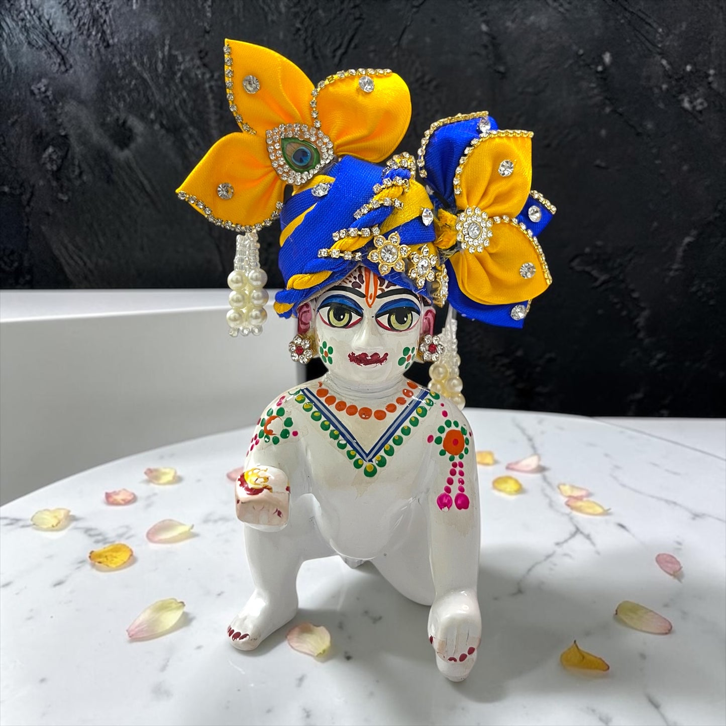 Shri Poshak Royal Designer Laddu Gopal Ji Pagree (Model: SP-J01) | Premium Heavy Stone & Mor Pankh Mukut for Kanha Ji
