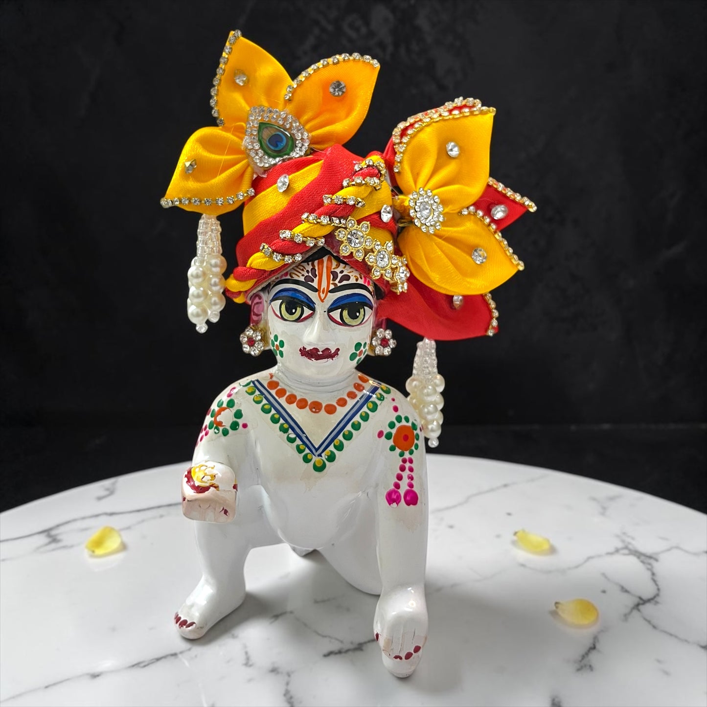 Shri Poshak Royal Designer Laddu Gopal Ji Pagree (Model: SP-J01) | Premium Heavy Stone & Mor Pankh Mukut for Kanha Ji