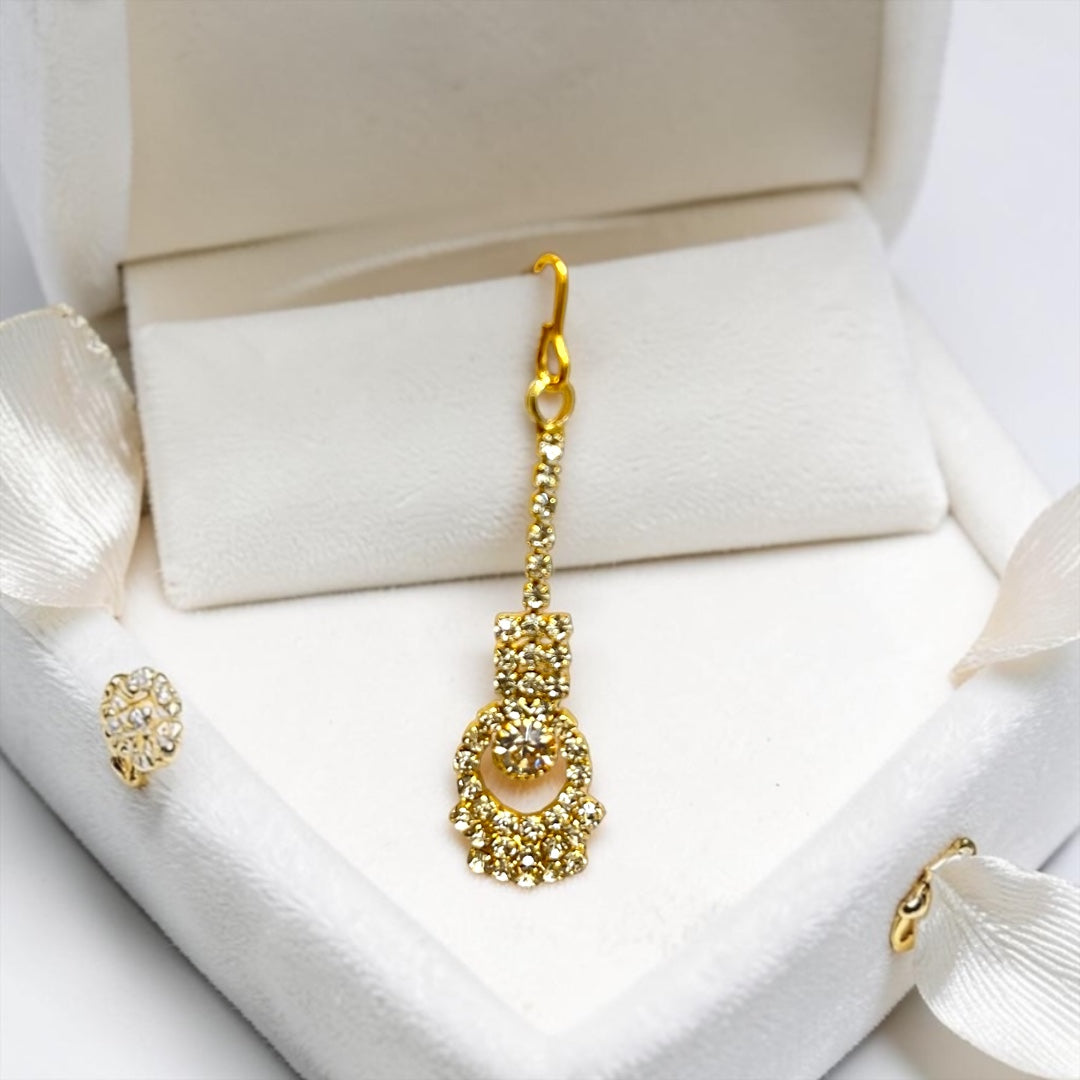 Royal Handcrafted High-Sparkle Zerkin Shringar Maangtika (2" / SPC-683) for Radha Rani & Mata Rani Idols