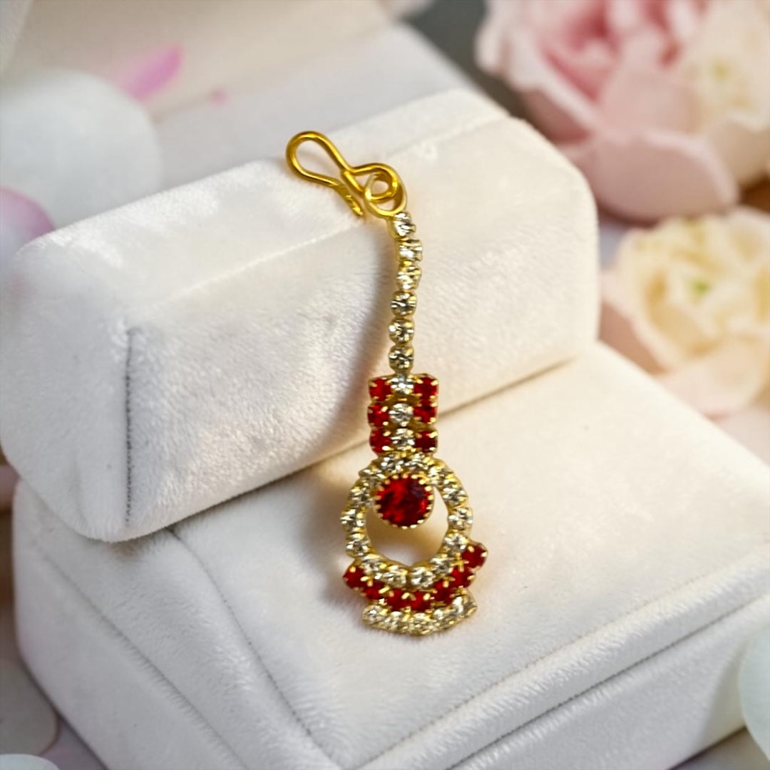 Royal Handcrafted High-Sparkle Zerkin Shringar Maangtika (2" / SPC-683) for Radha Rani & Mata Rani Idols