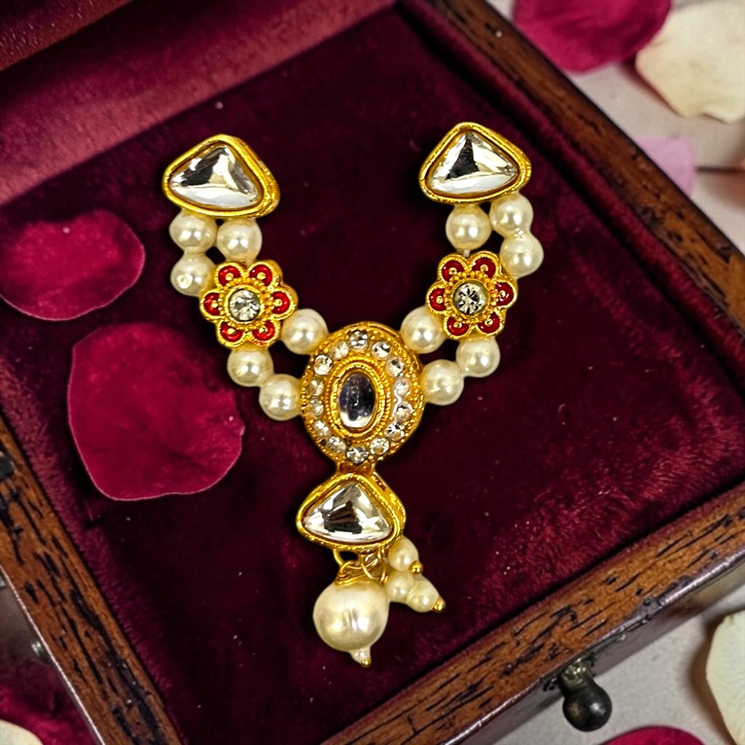 Shri Poshak Royal Kundan & Meenakari V-Neck Shringar Haar (SPC-795) for Laddu Gopal Ji
