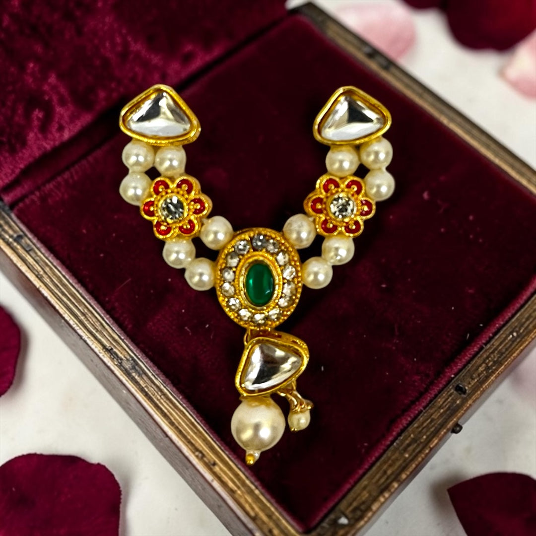 Shri Poshak Royal Kundan & Meenakari V-Neck Shringar Haar (SPC-795) for Laddu Gopal Ji