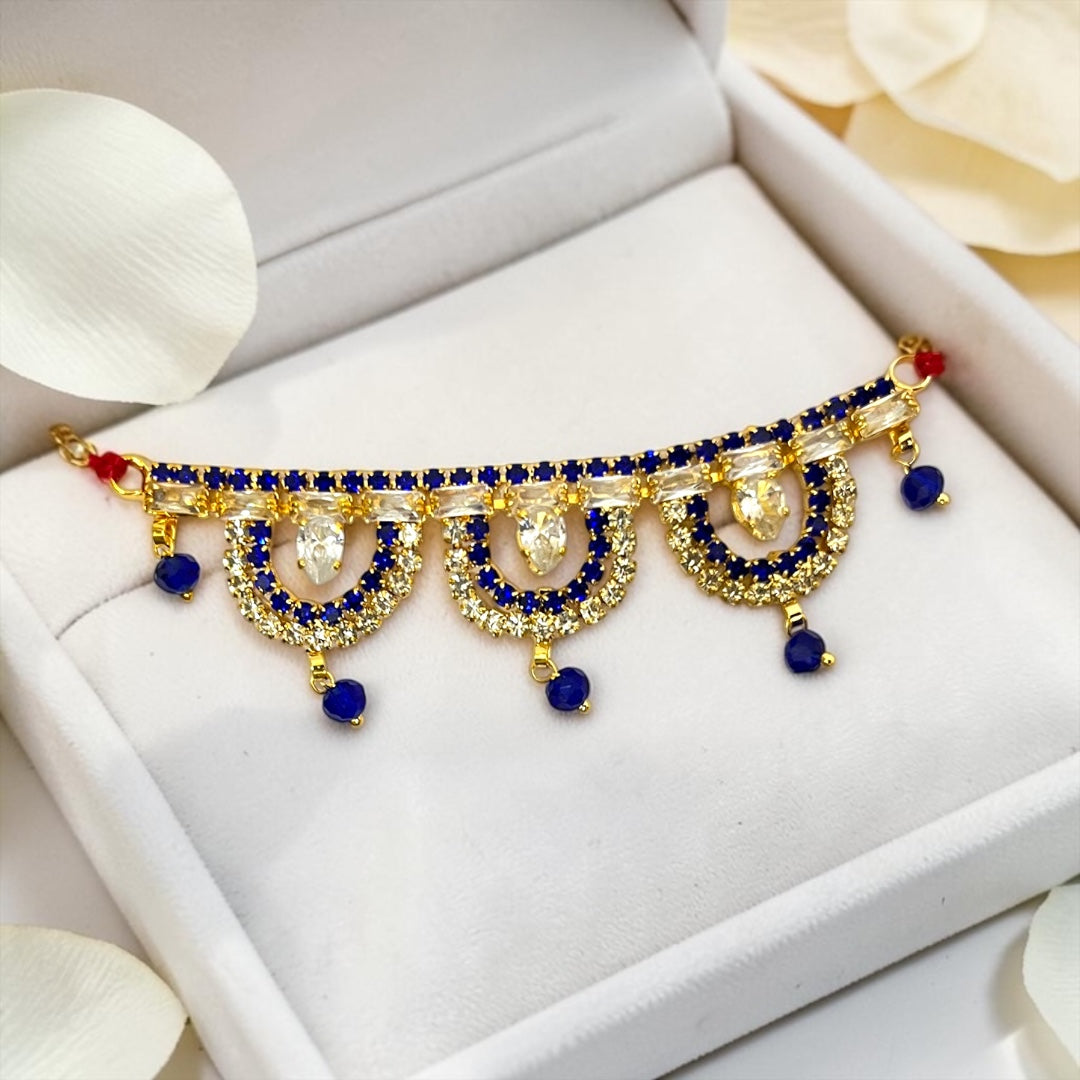 Exquisite Handcrafted 3-Inch Designer Tagdi / Waist Belt SPC-719 with Crystal Latkans for Kanha Ji