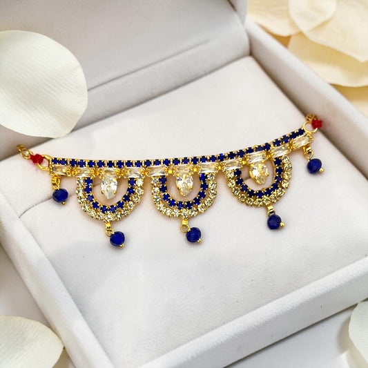 Exquisite Handcrafted 3-Inch Designer Tagdi / Waist Belt SPC-719 with Crystal Latkans for Kanha Ji