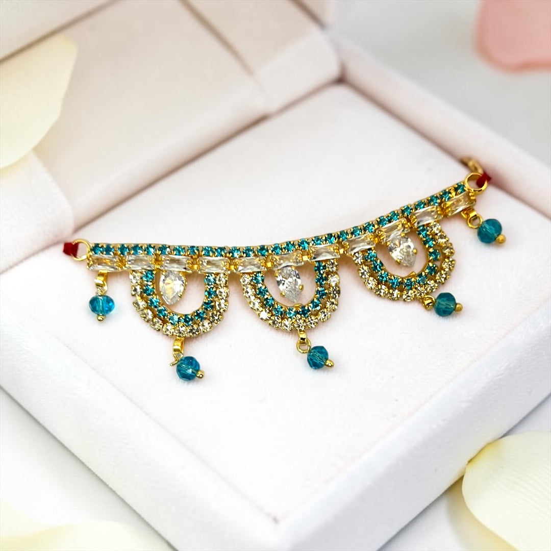 Exquisite Handcrafted 3-Inch Designer Tagdi / Waist Belt SPC-719 with Crystal Latkans for Kanha Ji