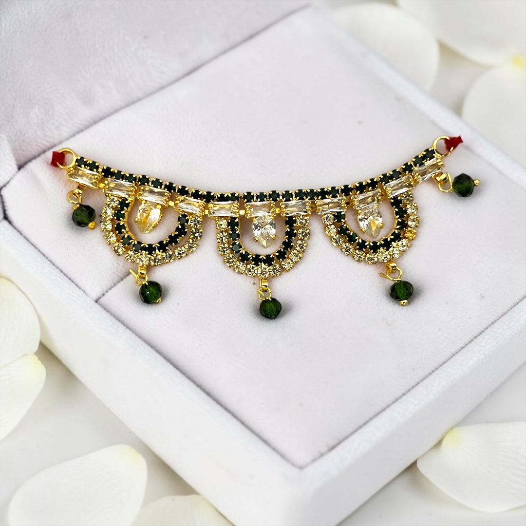 Exquisite Handcrafted 3-Inch Designer Tagdi / Waist Belt SPC-719 with Crystal Latkans for Kanha Ji
