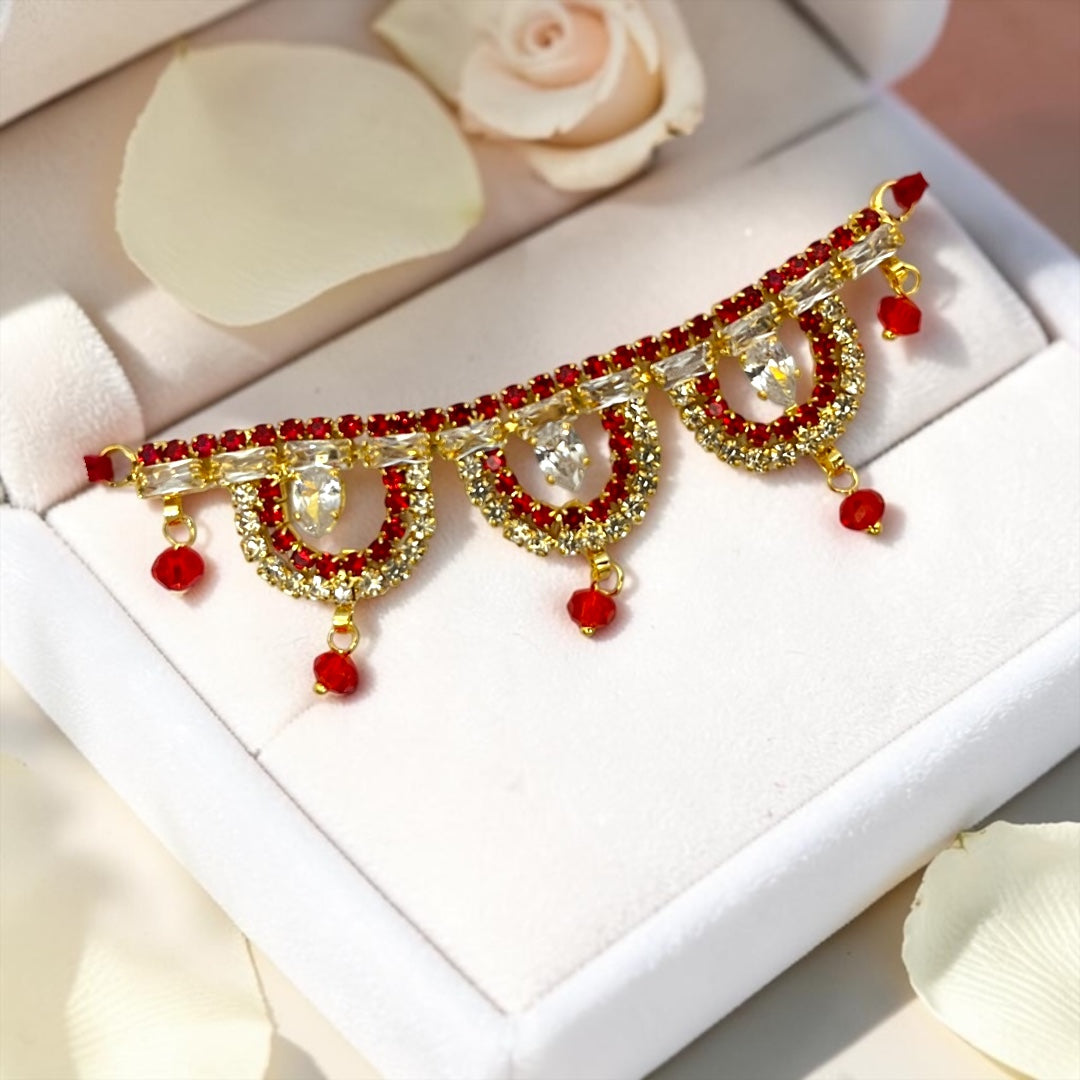 Exquisite Handcrafted 3-Inch Designer Tagdi / Waist Belt SPC-719 with Crystal Latkans for Kanha Ji