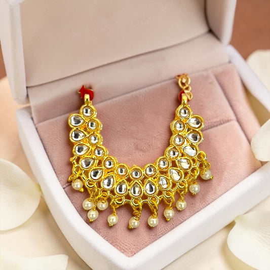 Shri Poshak Royal Kundan Hasli Shringar Haar SPC-735 with Pearl Latkans for Laddu Gopal Ji
