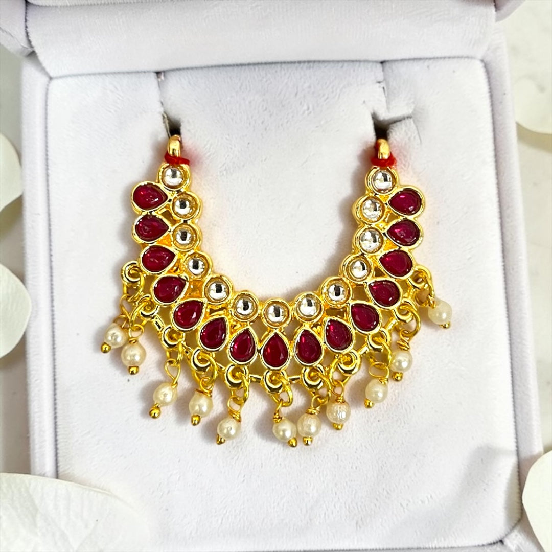 Shri Poshak Royal Kundan Hasli Shringar Haar SPC-735 with Pearl Latkans for Laddu Gopal Ji