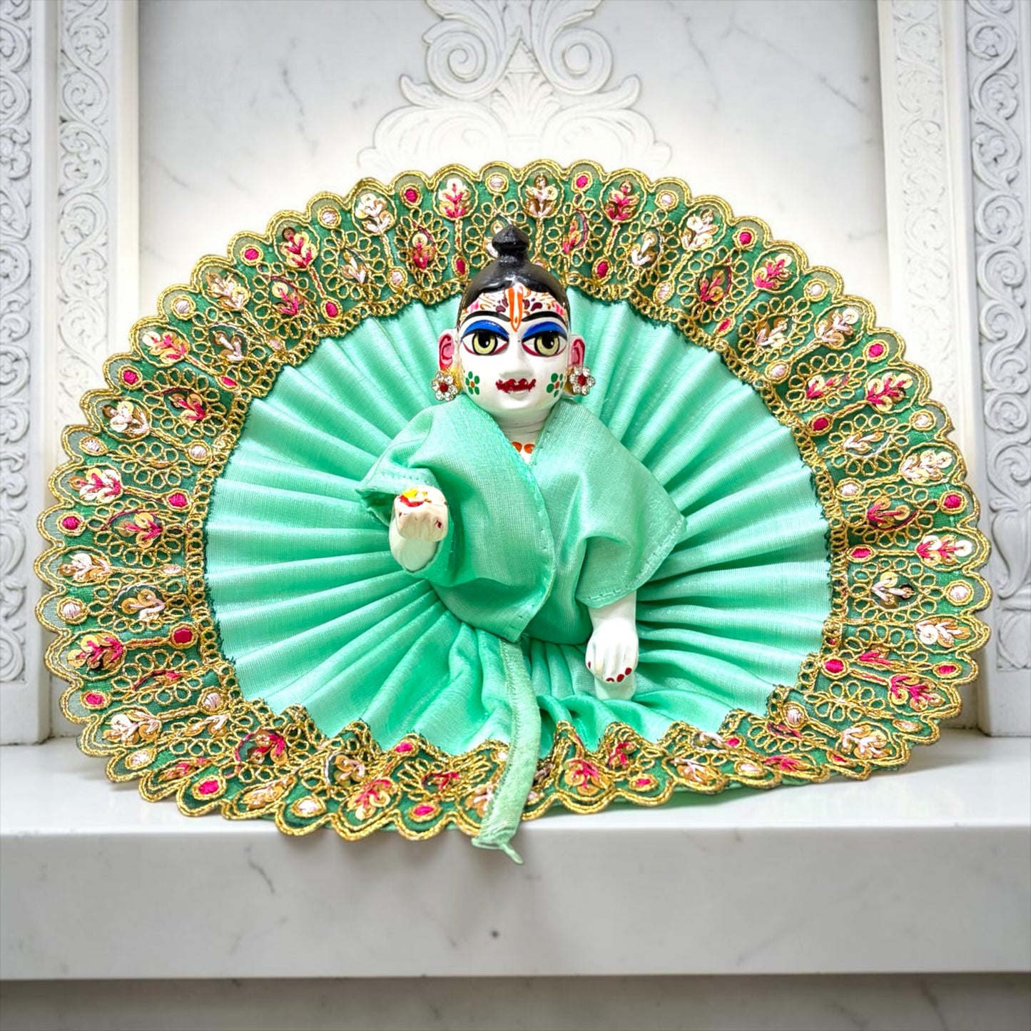Shri Poshak Premium Designer Laddu Gopal Ji Poshak (Model: SP-I75) – Royal Vibrant Colors with Intricate Gold Embroidered Border