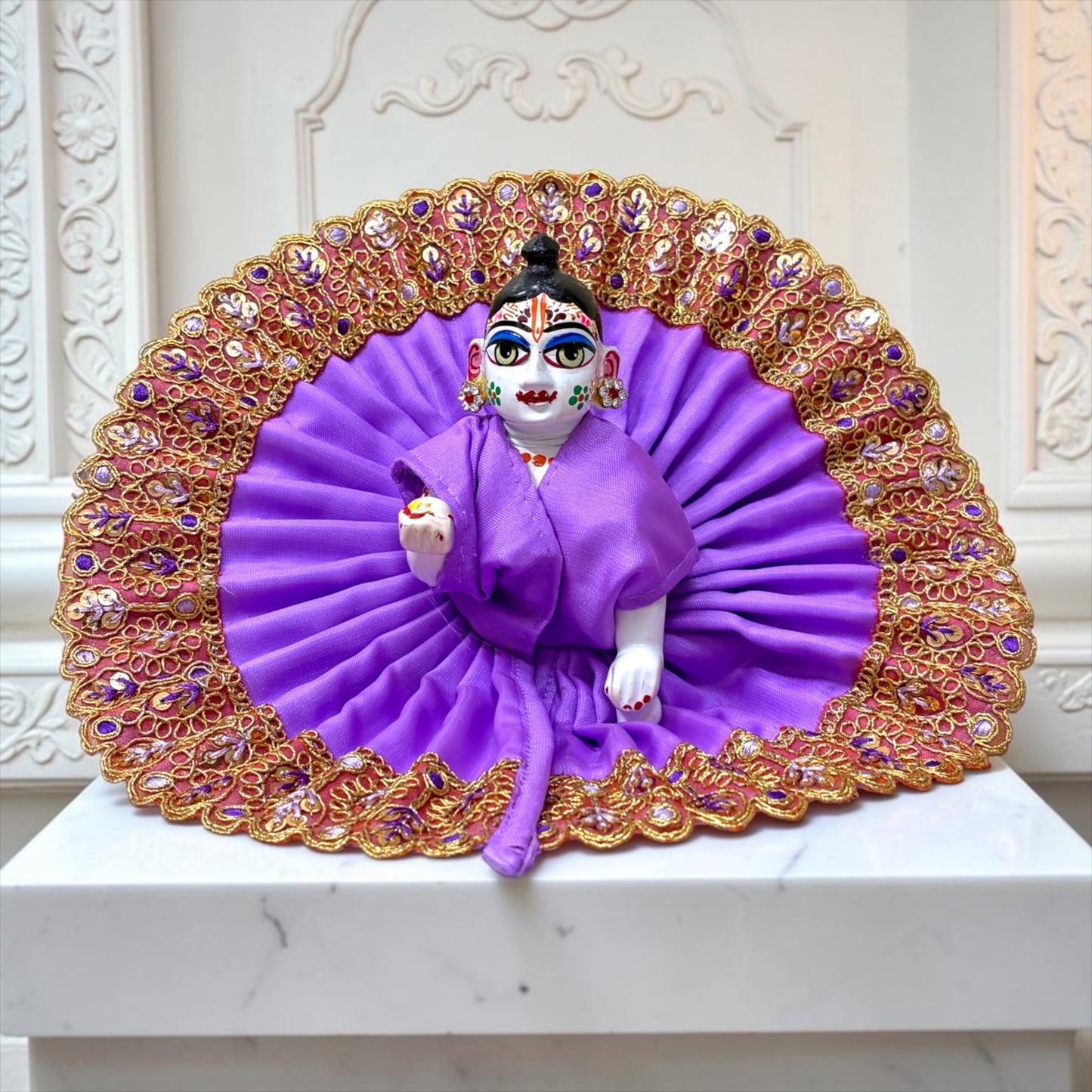 Shri Poshak Premium Designer Laddu Gopal Ji Poshak (Model: SP-I75) – Royal Vibrant Colors with Intricate Gold Embroidered Border