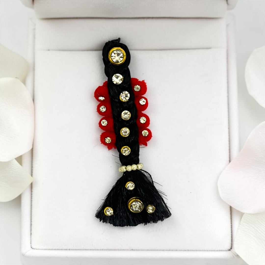 Royal Stone-Studded Decorative Choti (SPC-653) for Divine Goddess Idol – Traditional Hair Braid Ornament