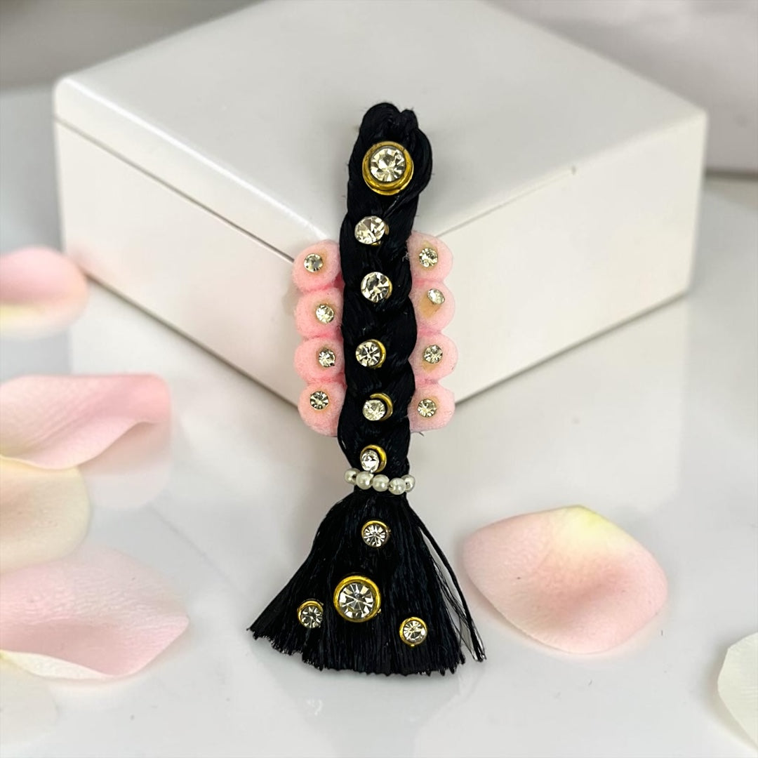 Royal Stone-Studded Decorative Choti (SPC-653) for Divine Goddess Idol – Traditional Hair Braid Ornament