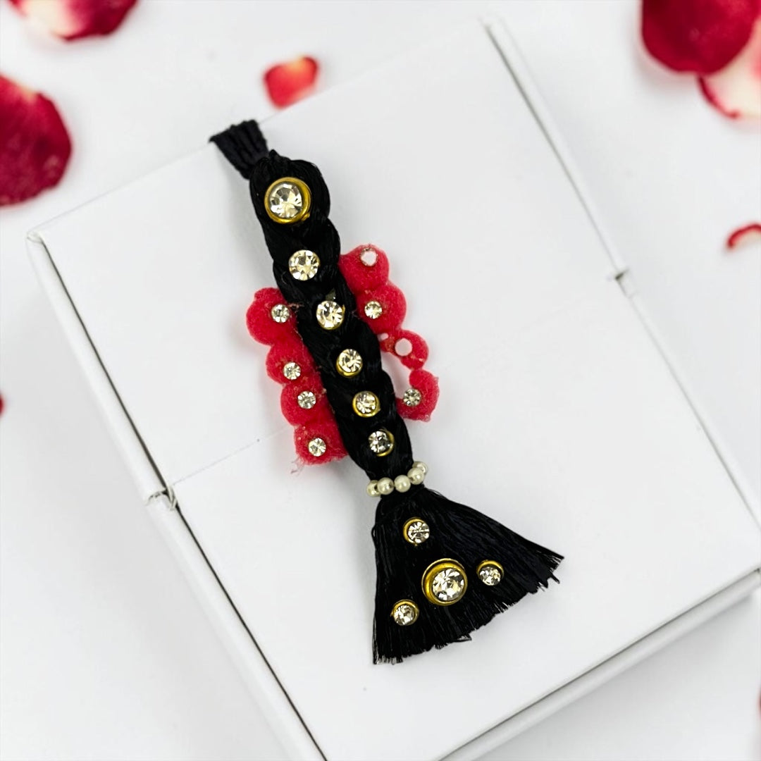 Royal Stone-Studded Decorative Choti (SPC-653) for Divine Goddess Idol – Traditional Hair Braid Ornament
