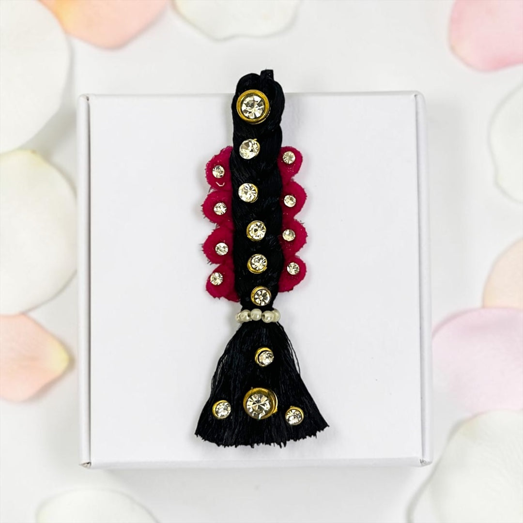 Royal Stone-Studded Decorative Choti (SPC-653) for Divine Goddess Idol – Traditional Hair Braid Ornament
