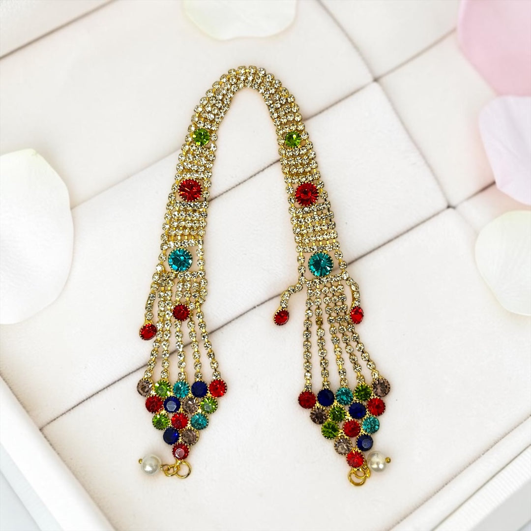Royal Multi-Color Stone & Zerkin Tasselled Patka / Dupatta for Laddu Gopal & Deity Idols SPC-647