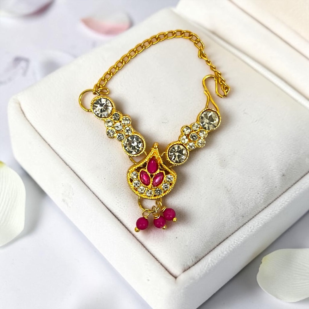 Exquisite Gold-Plated Sparkling Crystal Necklace with Adjustable Back Chain for Thakurji | Shri Poshak Exclusive SPC-787