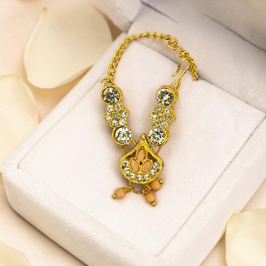 Exquisite Gold-Plated Sparkling Crystal Necklace with Adjustable Back Chain for Thakurji | Shri Poshak Exclusive SPC-787