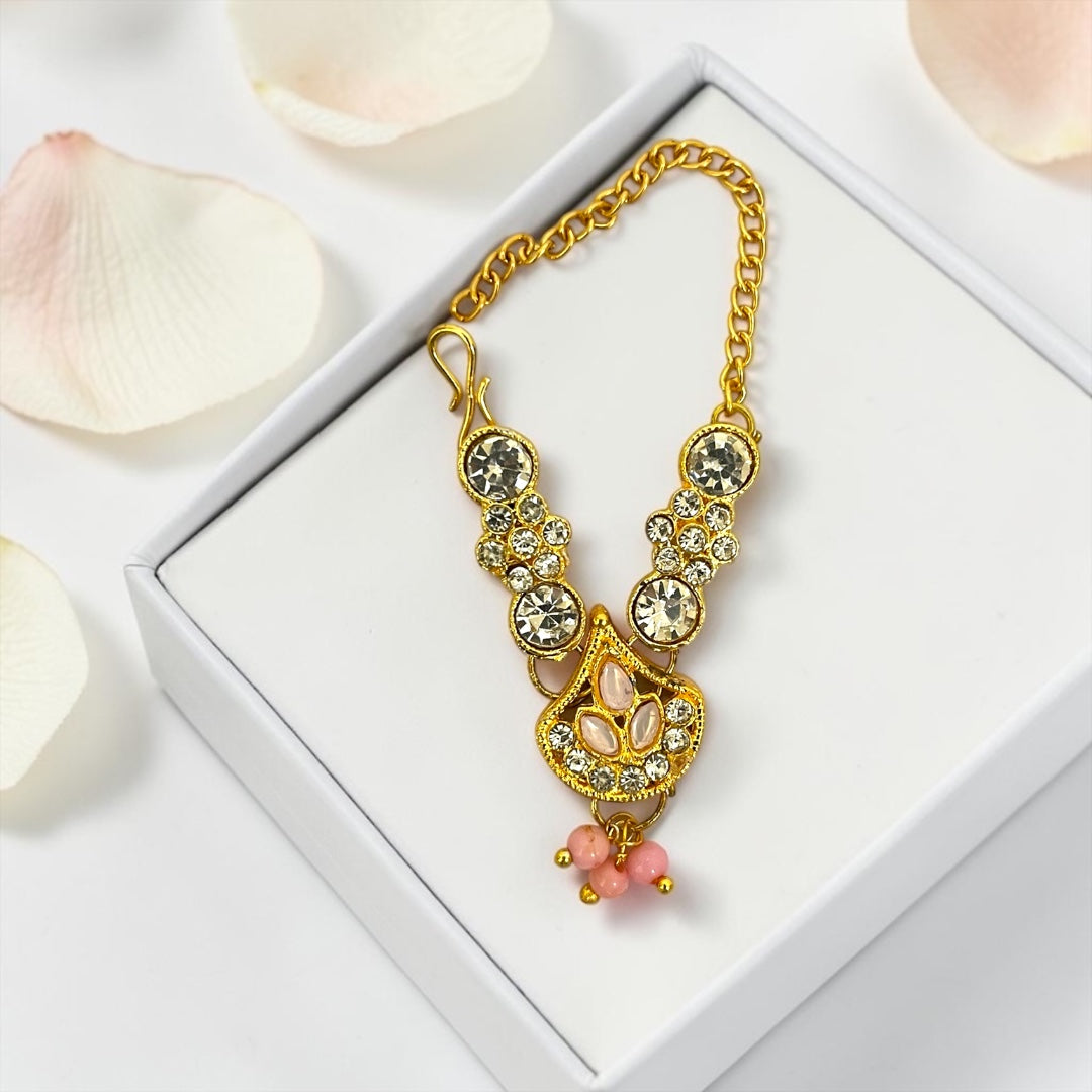 Exquisite Gold-Plated Sparkling Crystal Necklace with Adjustable Back Chain for Thakurji | Shri Poshak Exclusive SPC-787
