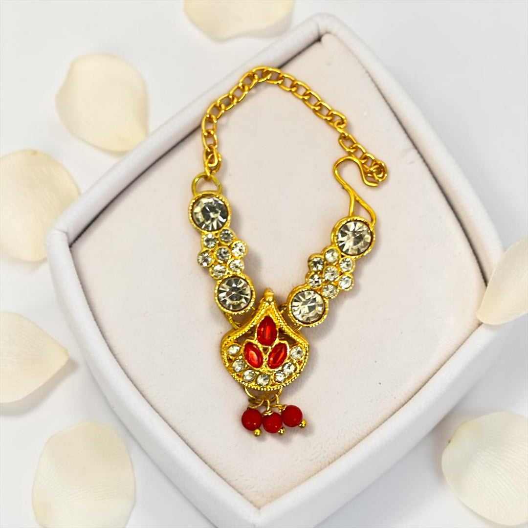 Exquisite Gold-Plated Sparkling Crystal Necklace with Adjustable Back Chain for Thakurji | Shri Poshak Exclusive SPC-787