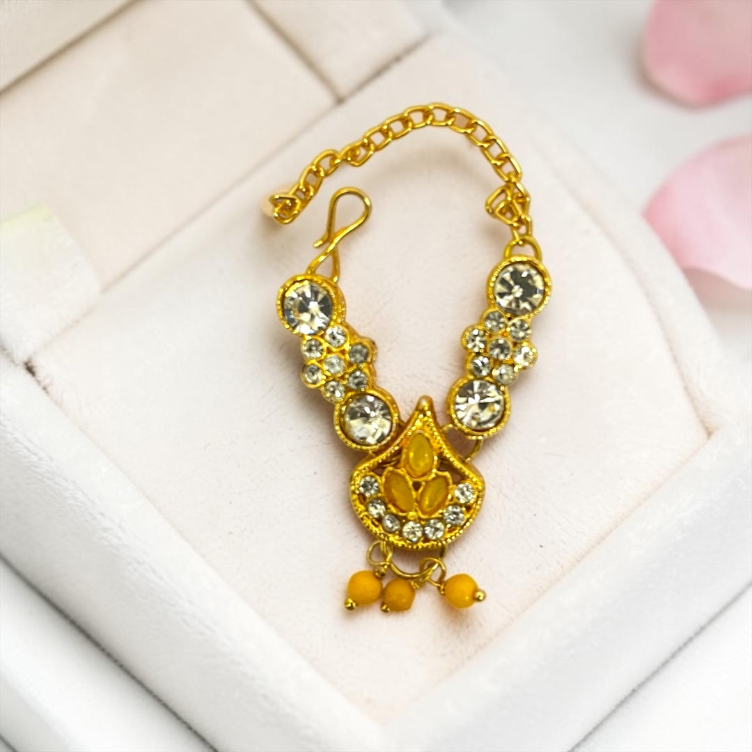 Exquisite Gold-Plated Sparkling Crystal Necklace with Adjustable Back Chain for Thakurji | Shri Poshak Exclusive SPC-787