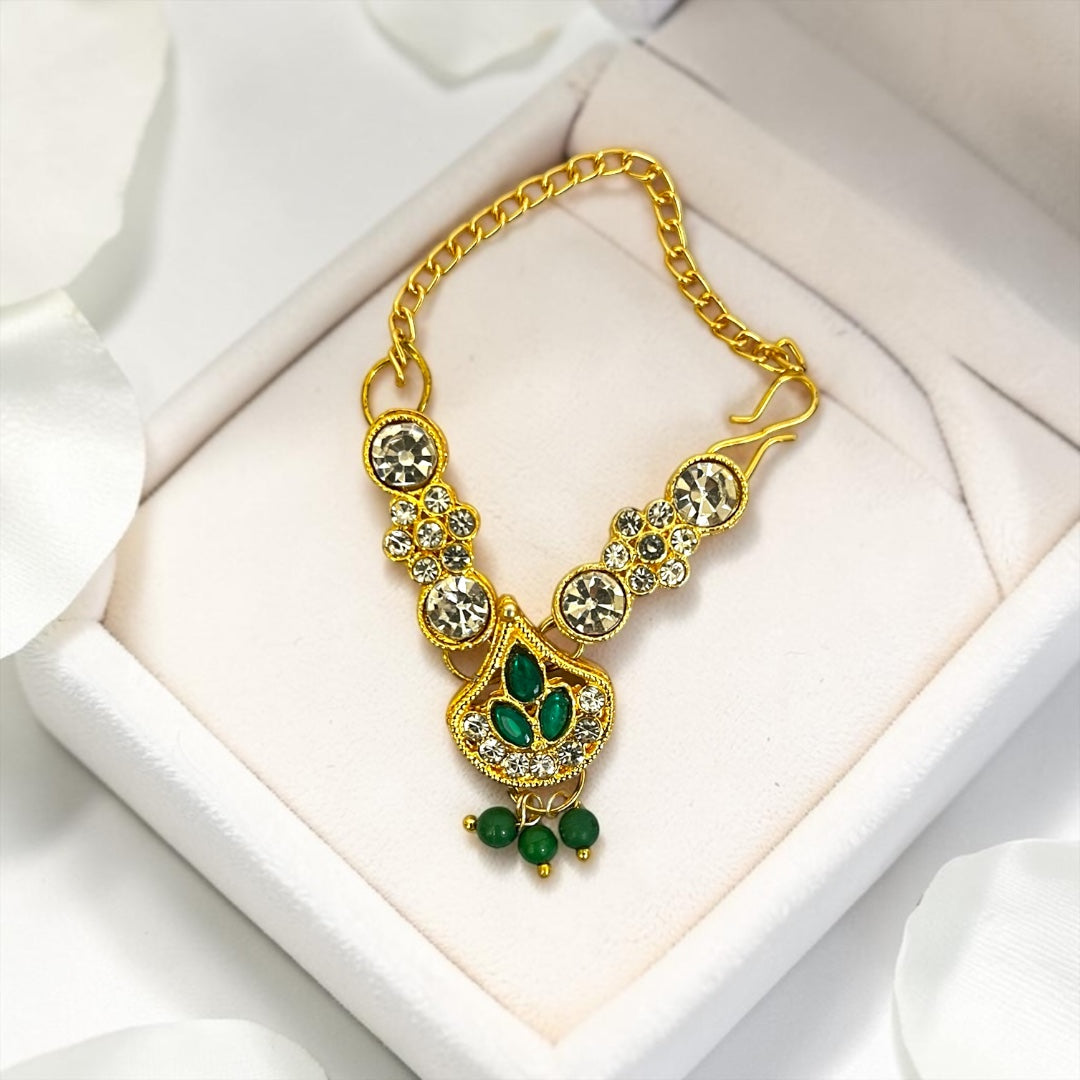 Exquisite Gold-Plated Sparkling Crystal Necklace with Adjustable Back Chain for Thakurji | Shri Poshak Exclusive SPC-787