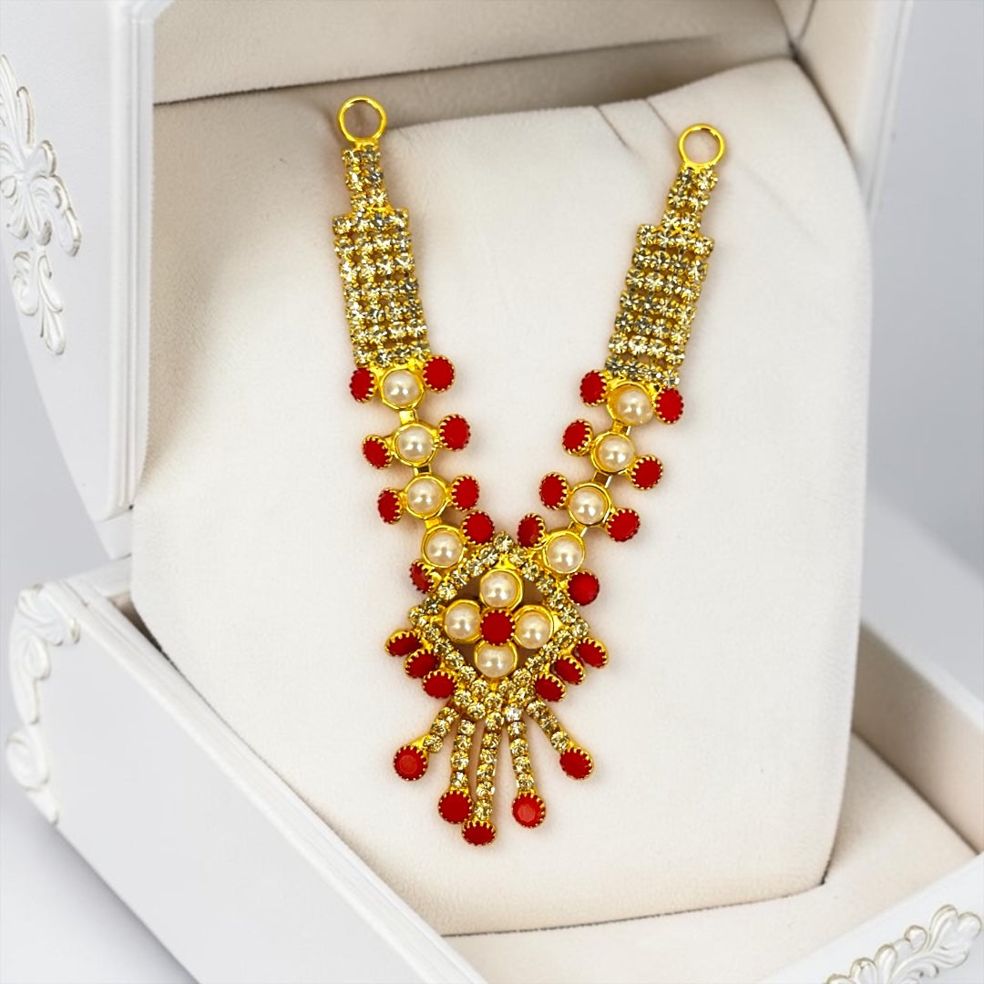 Shri Poshak Royal Multi-Row Zerkin & Pearl Medallion Tassel Haar for Laddu Gopal & Deity Idols  – SPC-767