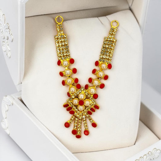 Shri Poshak Royal Multi-Row Zerkin & Pearl Medallion Tassel Haar for Laddu Gopal & Deity Idols  – SPC-767