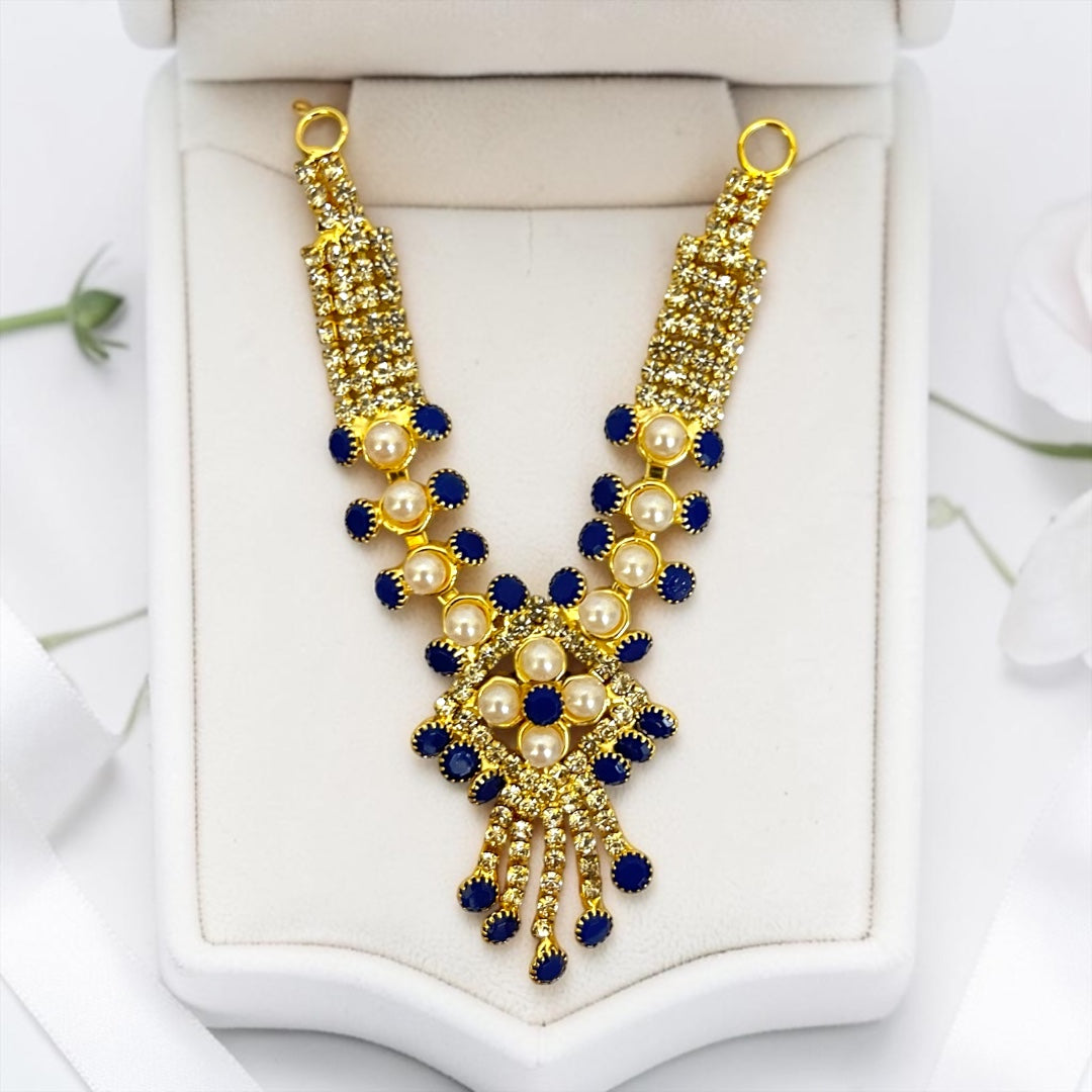 Shri Poshak Royal Multi-Row Zerkin & Pearl Medallion Tassel Haar for Laddu Gopal & Deity Idols  – SPC-767