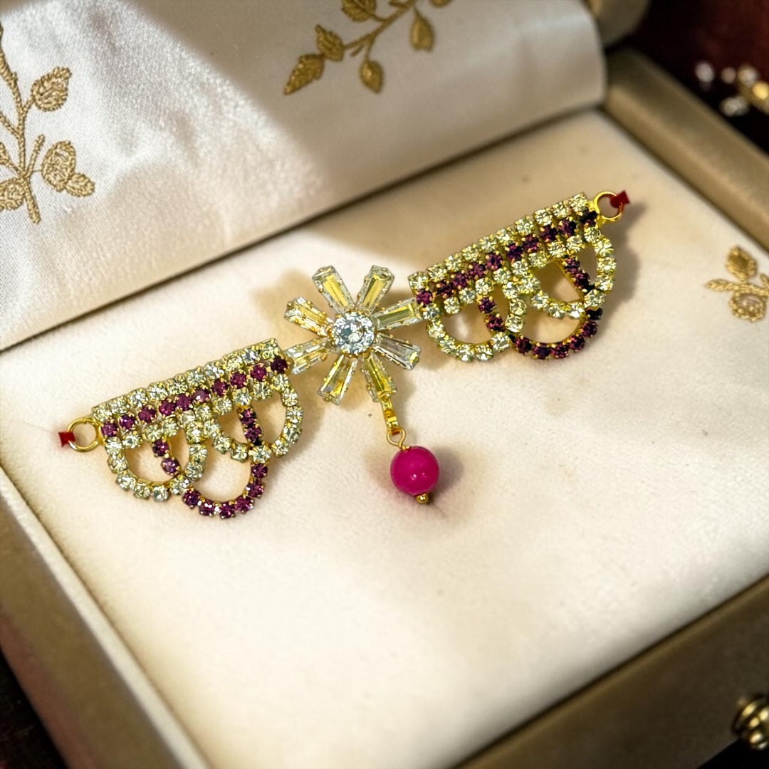 Exquisite Handcrafted 3-Inch Designer Tagdi / Waist Belt SPC-718 with Crystal Latkans for Kanha Ji
