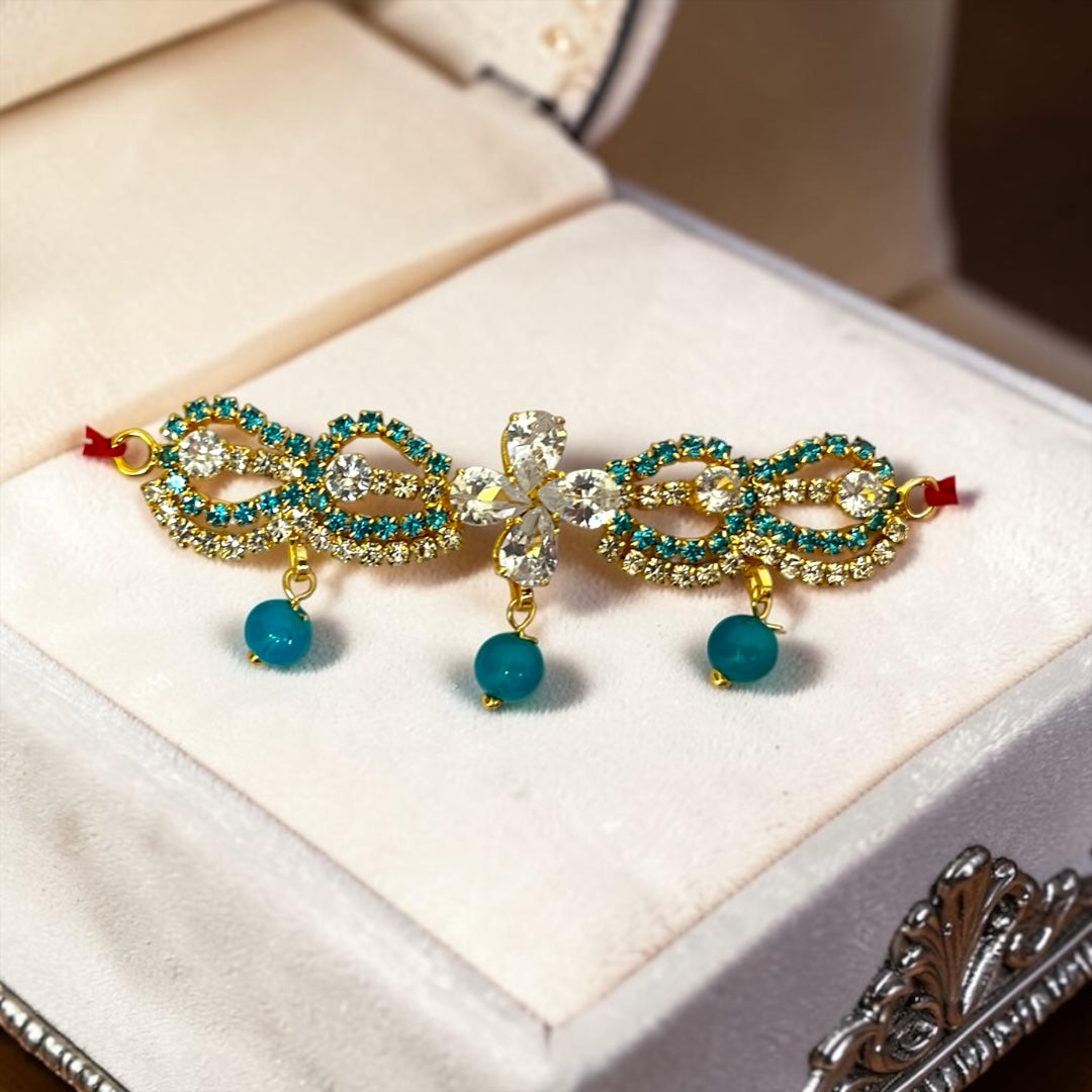 Exquisite Handcrafted 3-Inch Designer Tagdi / Waist Belt SPC-707 with Crystal Latkans for Kanha Ji