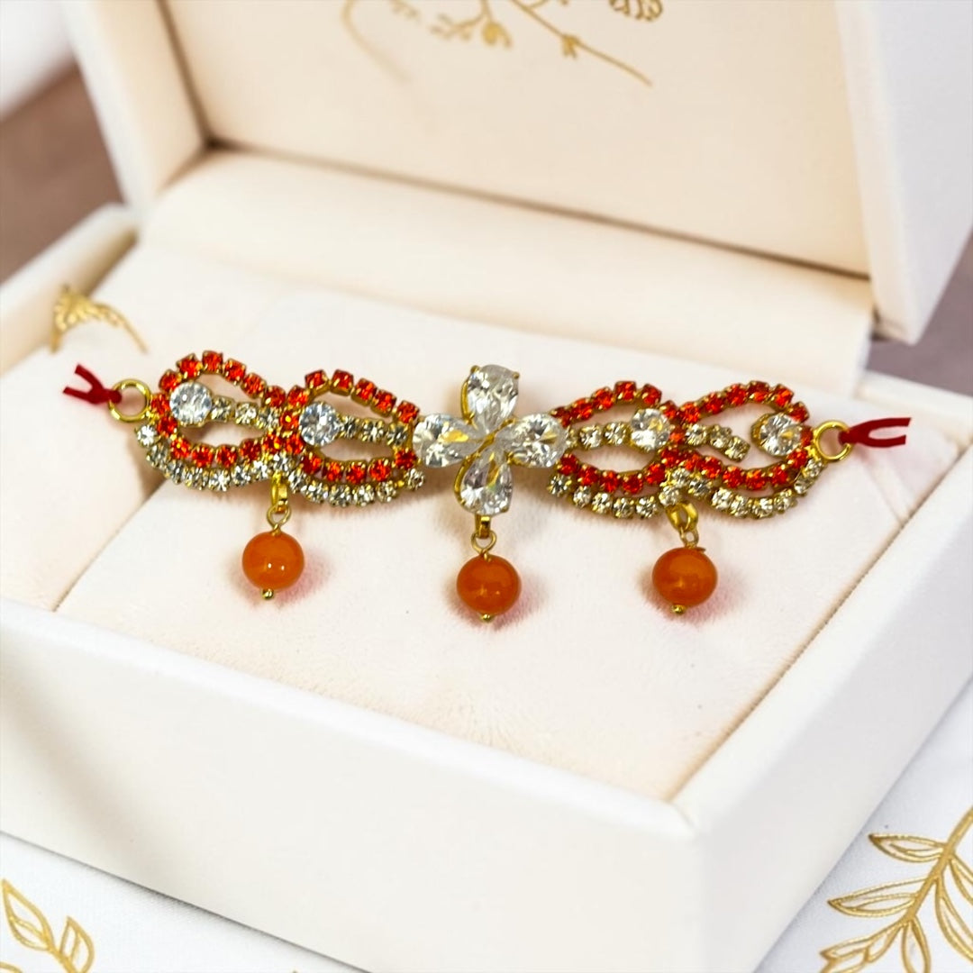 Exquisite Handcrafted 3-Inch Designer Tagdi / Waist Belt SPC-707 with Crystal Latkans for Kanha Ji