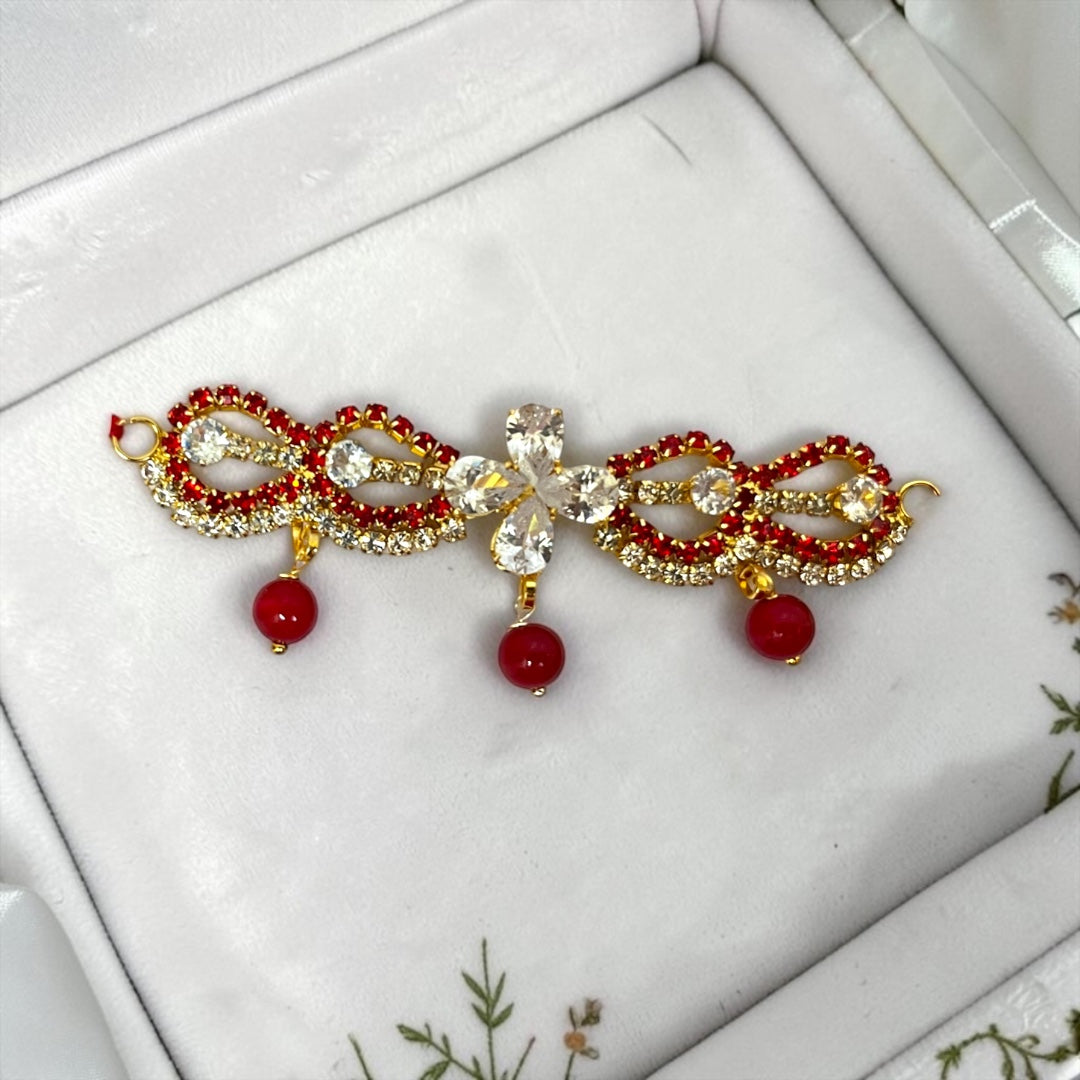 Exquisite Handcrafted 3-Inch Designer Tagdi / Waist Belt SPC-707 with Crystal Latkans for Kanha Ji