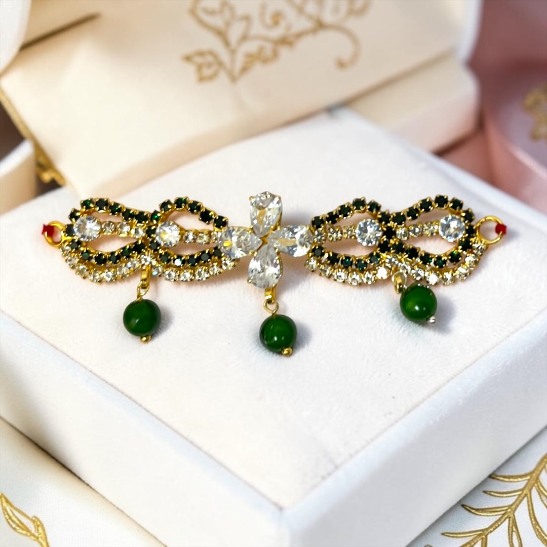 Exquisite Handcrafted 3-Inch Designer Tagdi / Waist Belt SPC-707 with Crystal Latkans for Kanha Ji