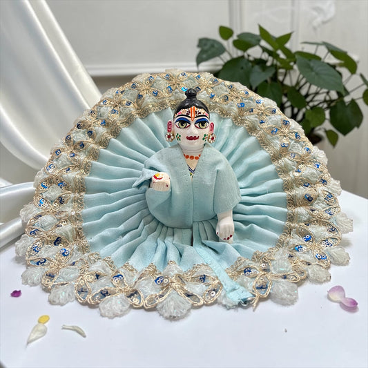 Premium Designer Laddu Gopal Ji Poshak SP-I61 – Royal Vibrant Colors with Intricate Gold Embroidered Border