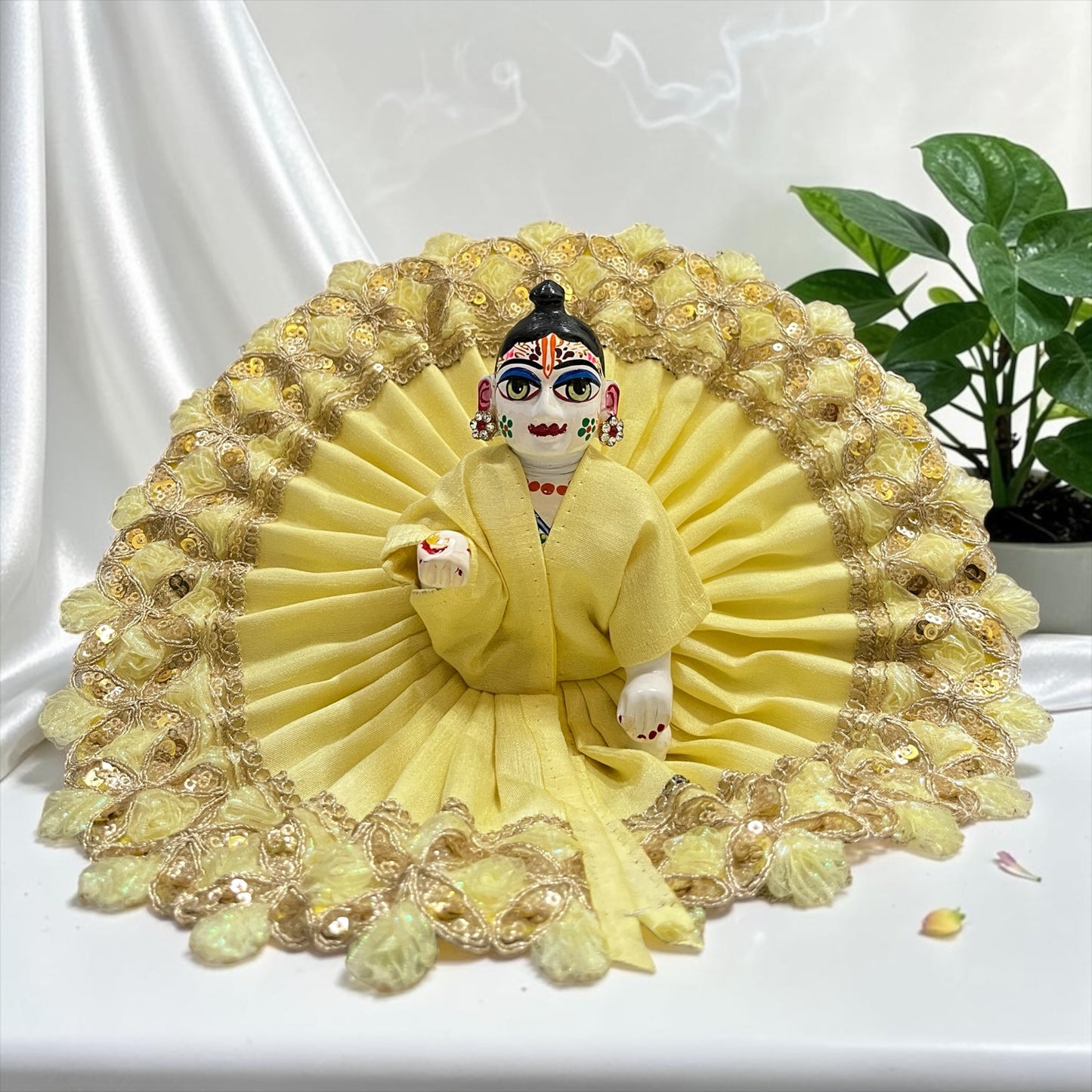 Premium Designer Laddu Gopal Ji Poshak SP-I61 – Royal Vibrant Colors with Intricate Gold Embroidered Border