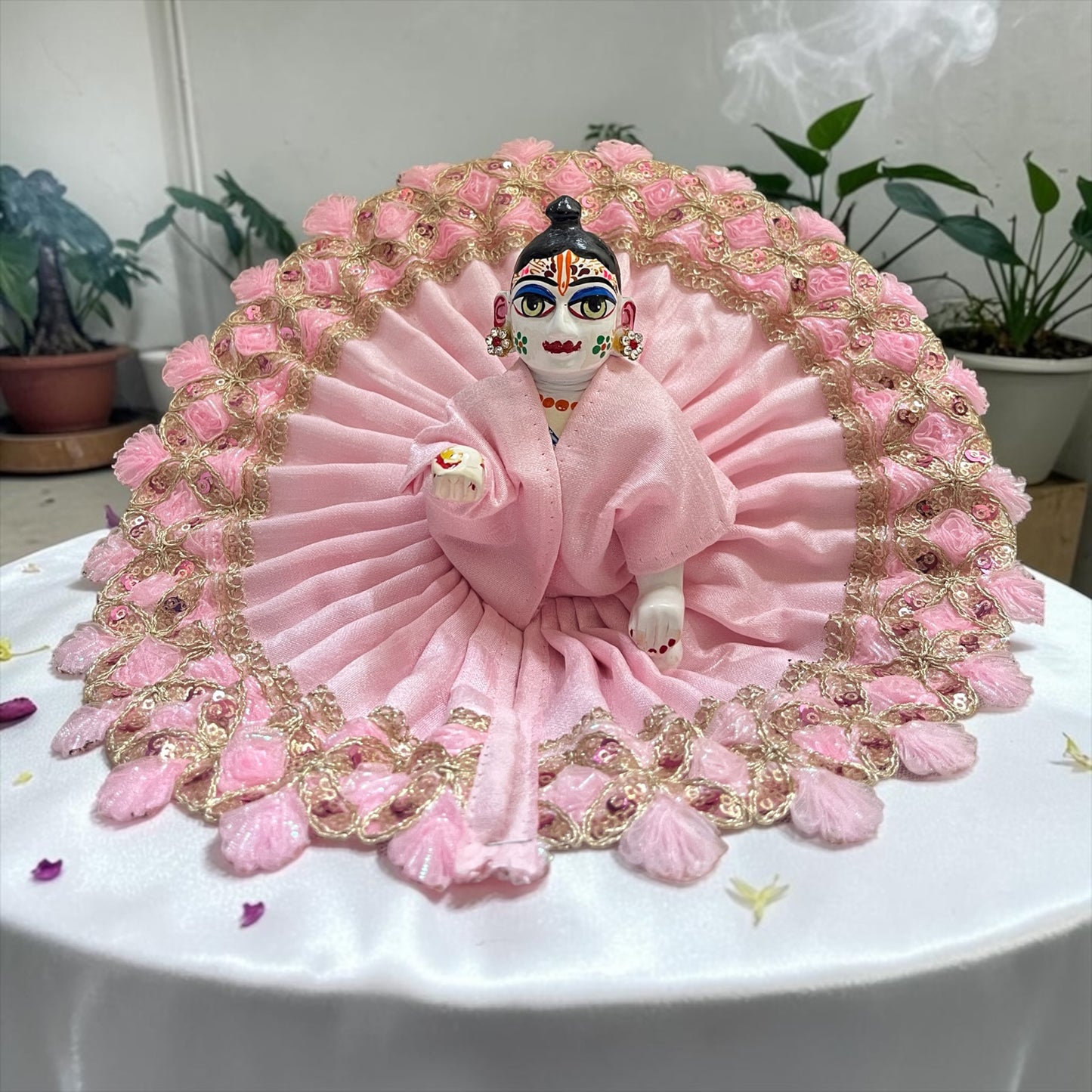 Premium Designer Laddu Gopal Ji Poshak SP-I61 – Royal Vibrant Colors with Intricate Gold Embroidered Border