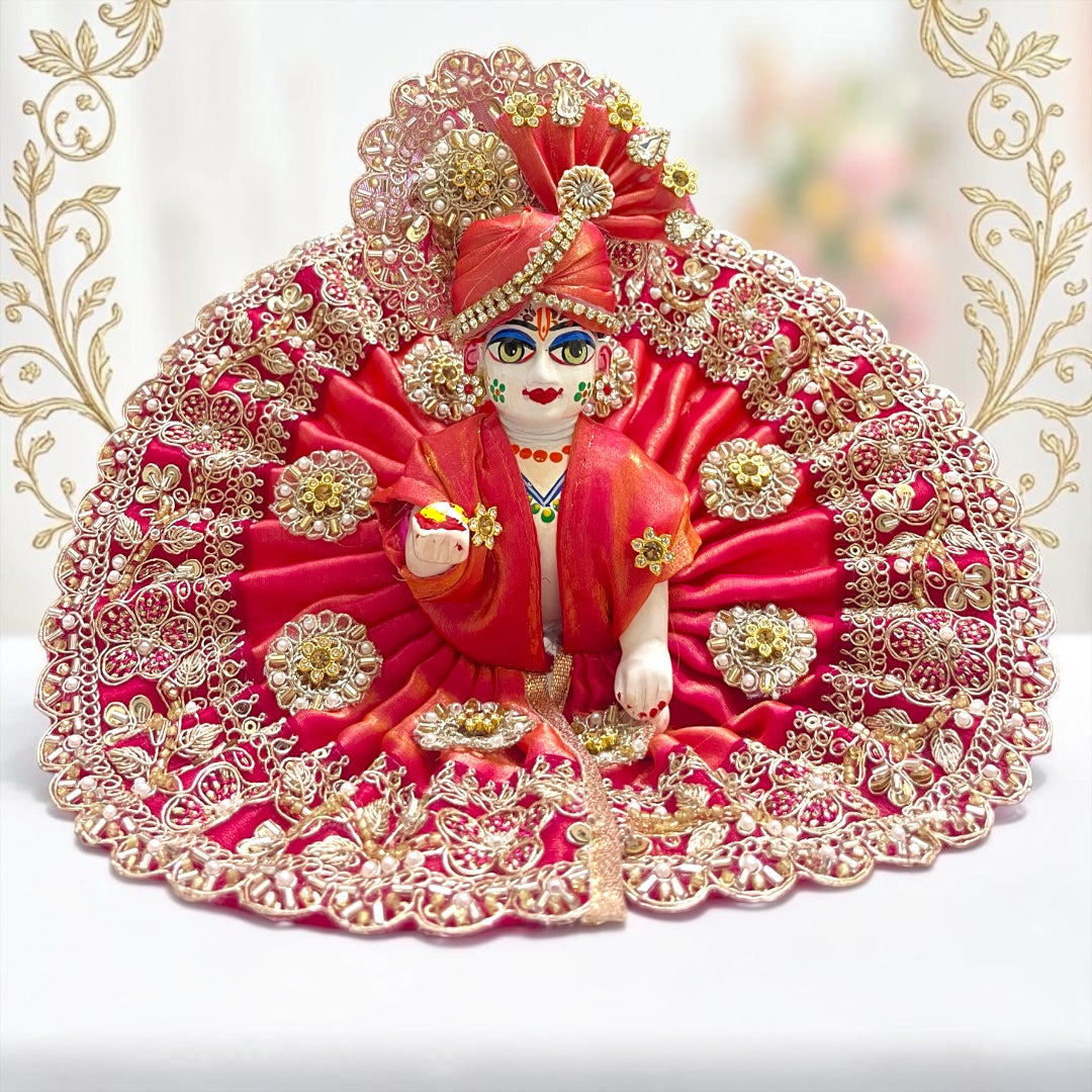Janmashtami Special Premium Designer Laddu Gopal Ji Poshak with Matching Pagdi & Heavy Zari Border SP-186