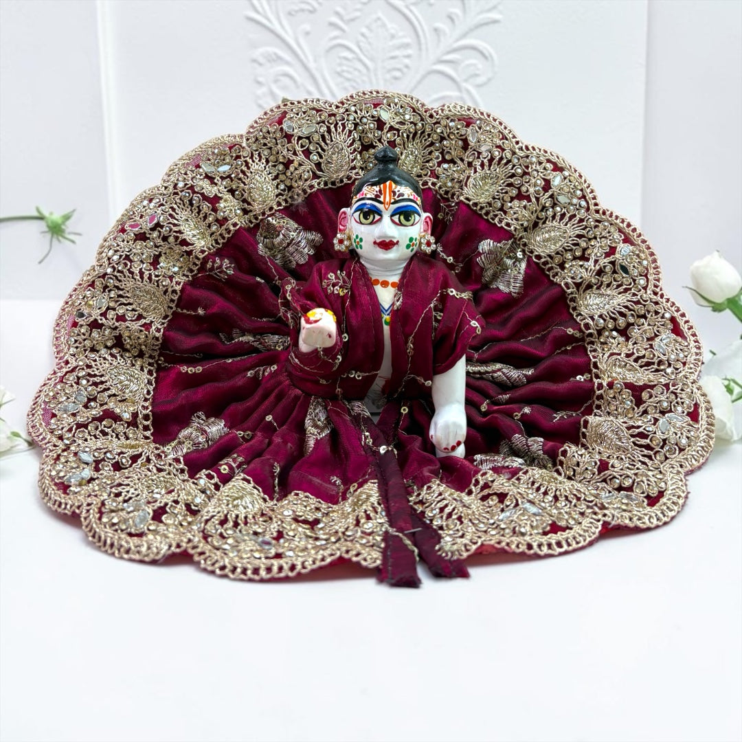 Janmashtami Special Premium Heavy Zardozi and Mirror Work Laddu Gopal Ji Poshak SP-192 - front view