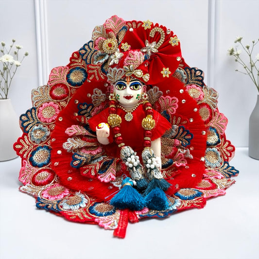 Janmashtami Special Designer Laddu Gopal Ji Poshak (SP-151) – Premium Embroidery & Zari Work with Matching Pagri Set