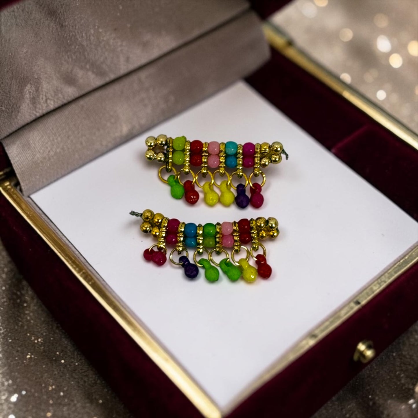 Designer Gold Finish Beaded Thakurji Anklets / Payal Pair (SPC-673) – Multi-Color Edition